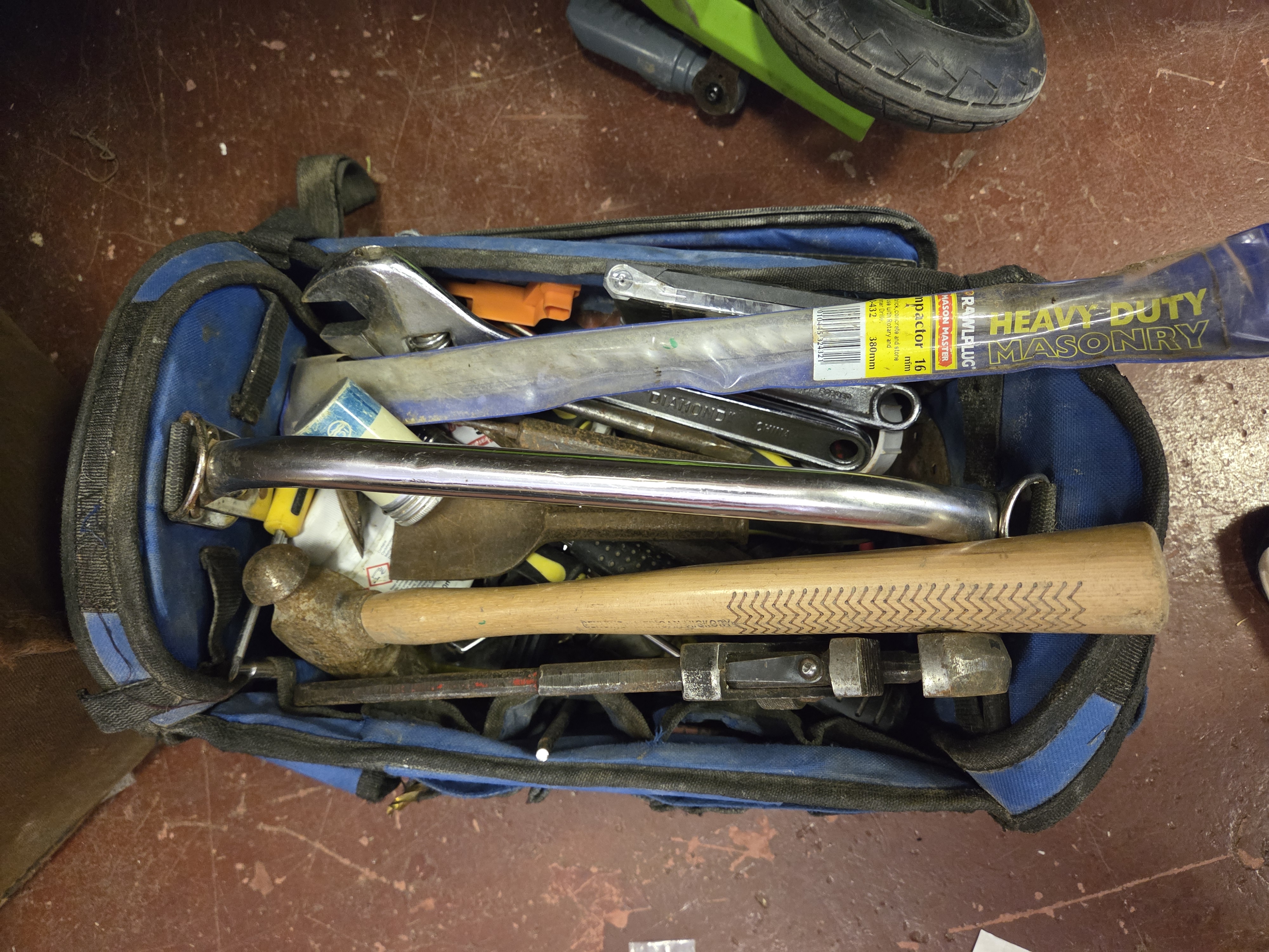 One Bag of Professional Masonry and Plumbing Hand Tools Including Rawlplug and Diamond