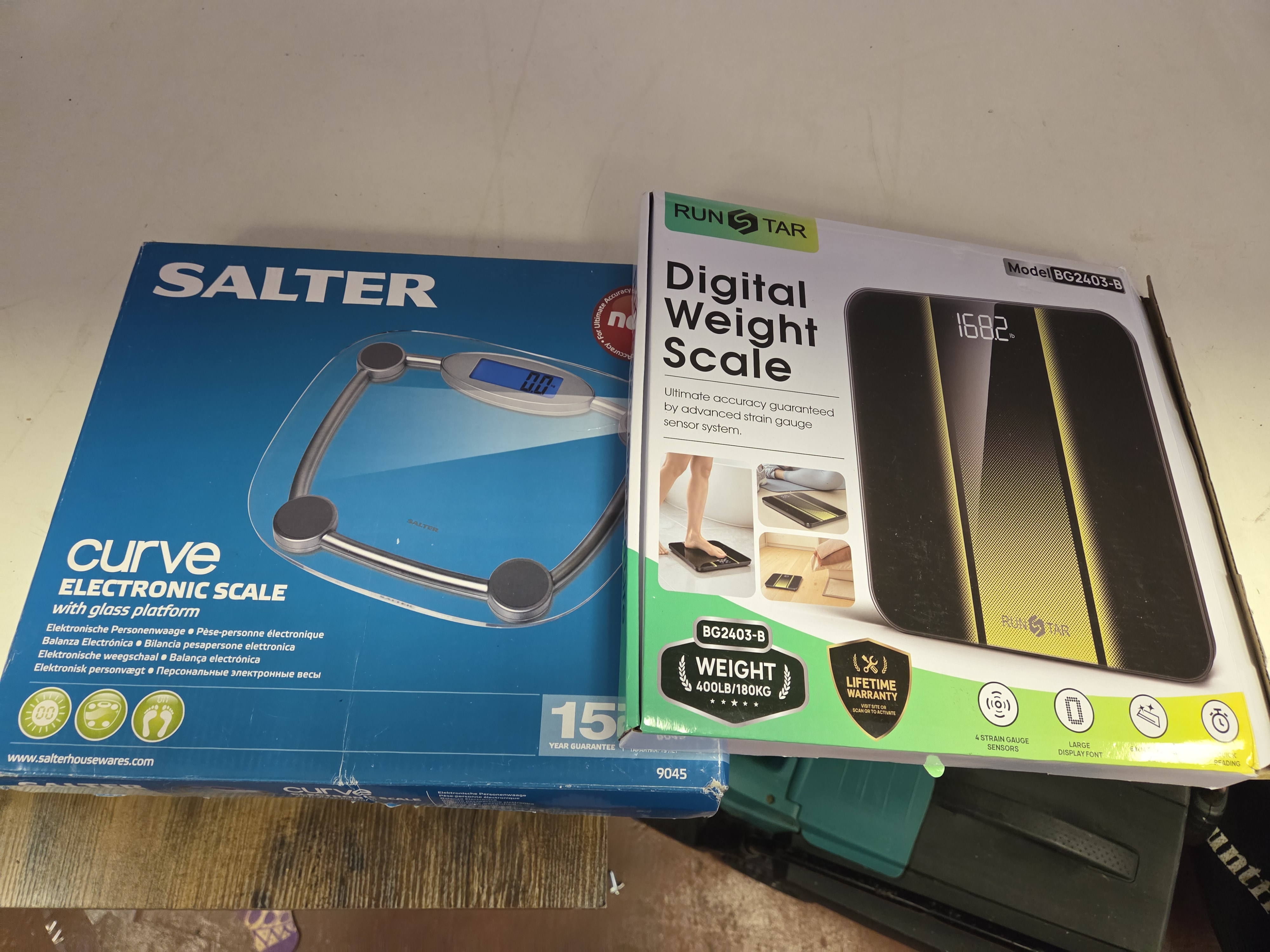 A Selection of Digital Bathroom Scales Including Salter and Runstar