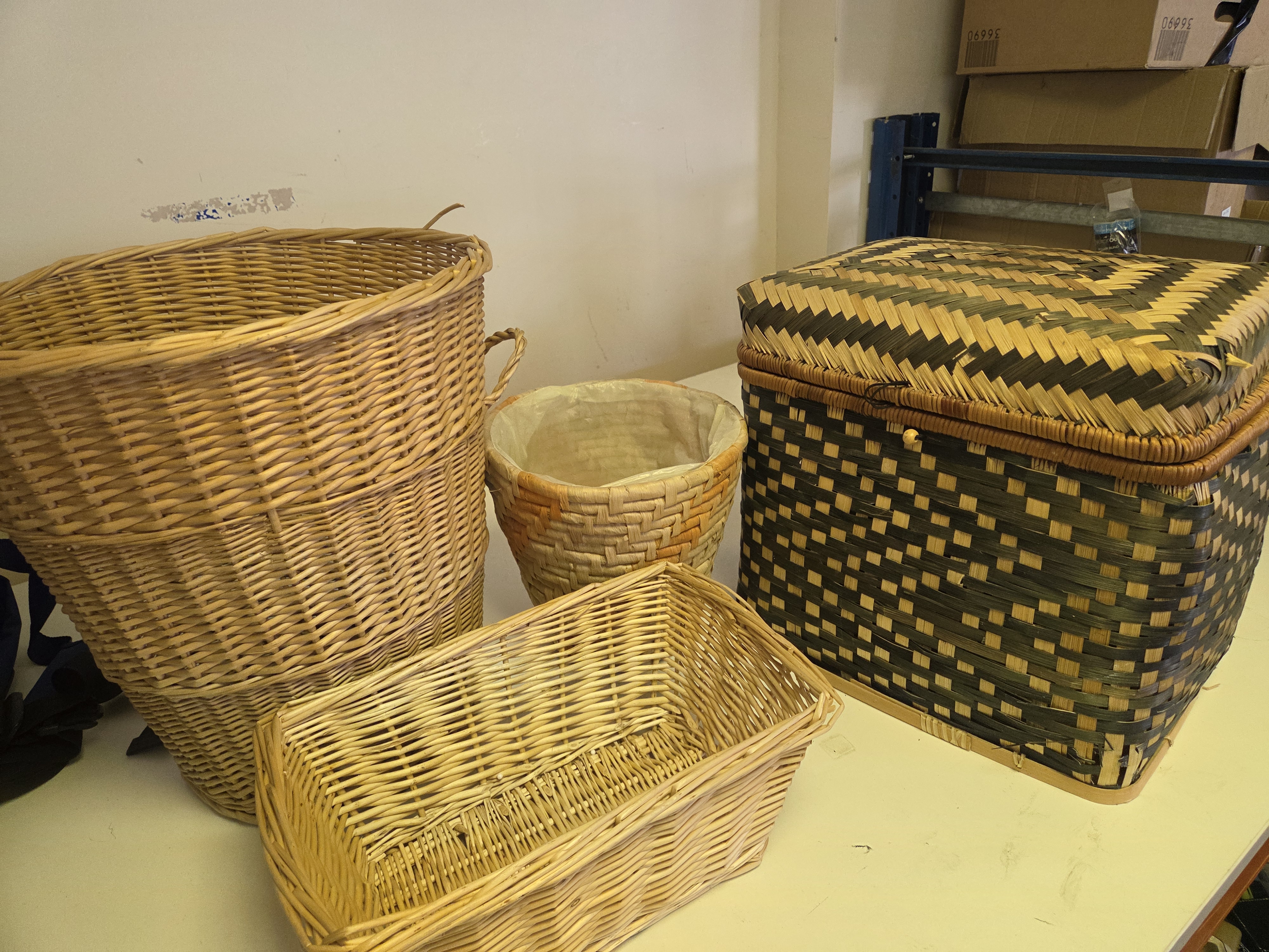 A Selection of Woven Wicker and Bamboo Storage Baskets and Chest