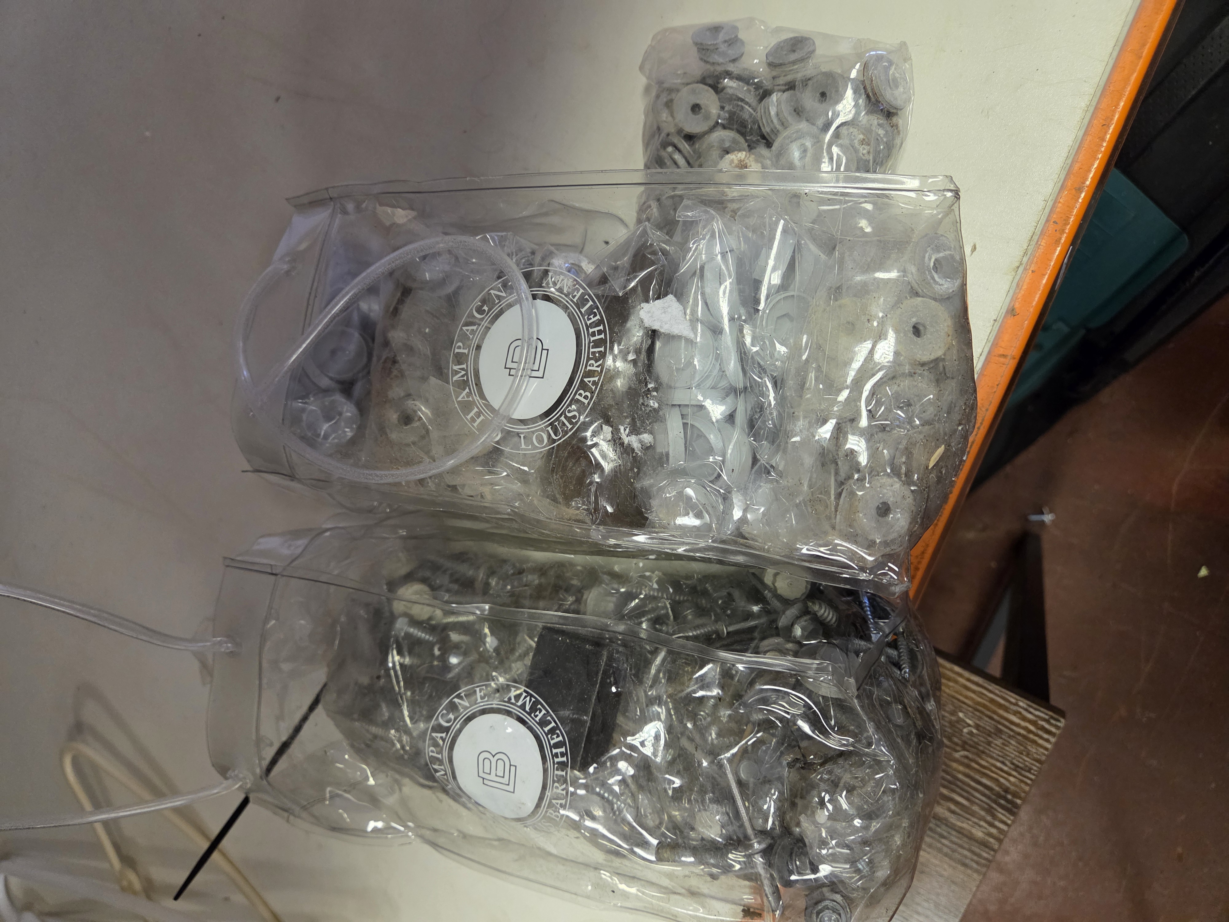 Two Bags of Assorted Industrial Fasteners and Hardware