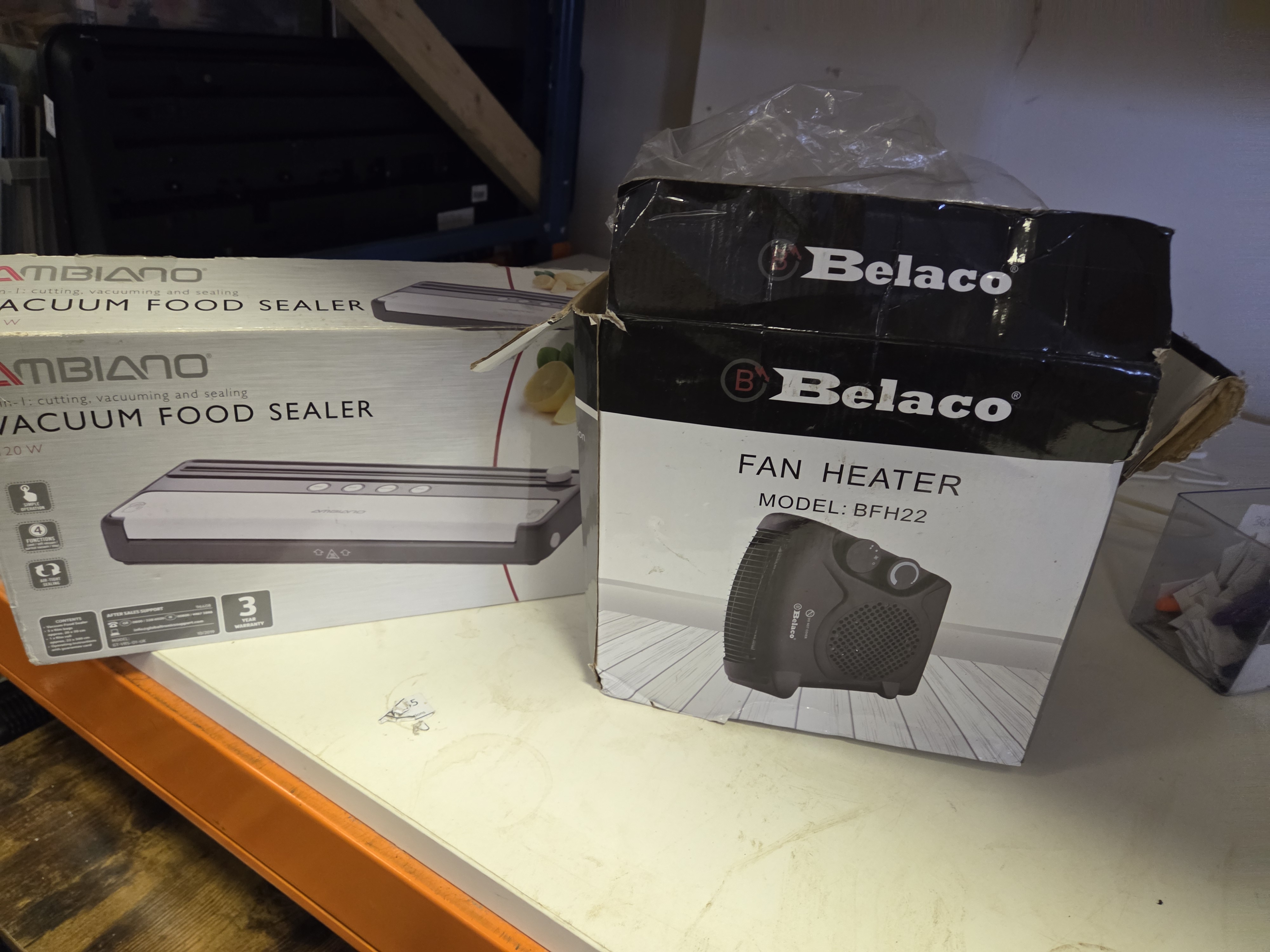 Two Boxes of Kitchen and Home Appliances Including Ambiano and Belaco damaged box