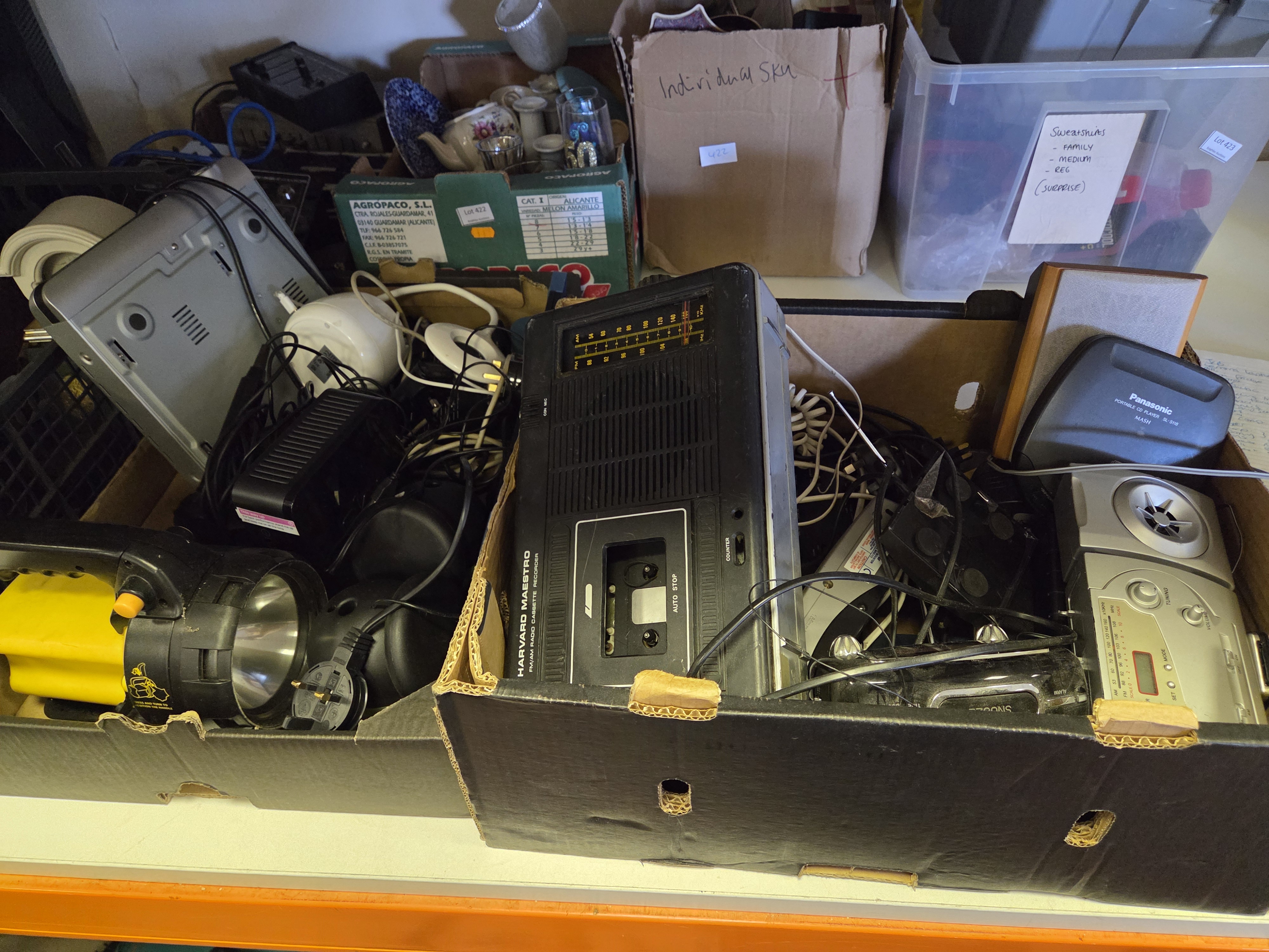 Two Boxes of Vintage Portable Electronics and Audio Equipment Including Harvard and Panasonic