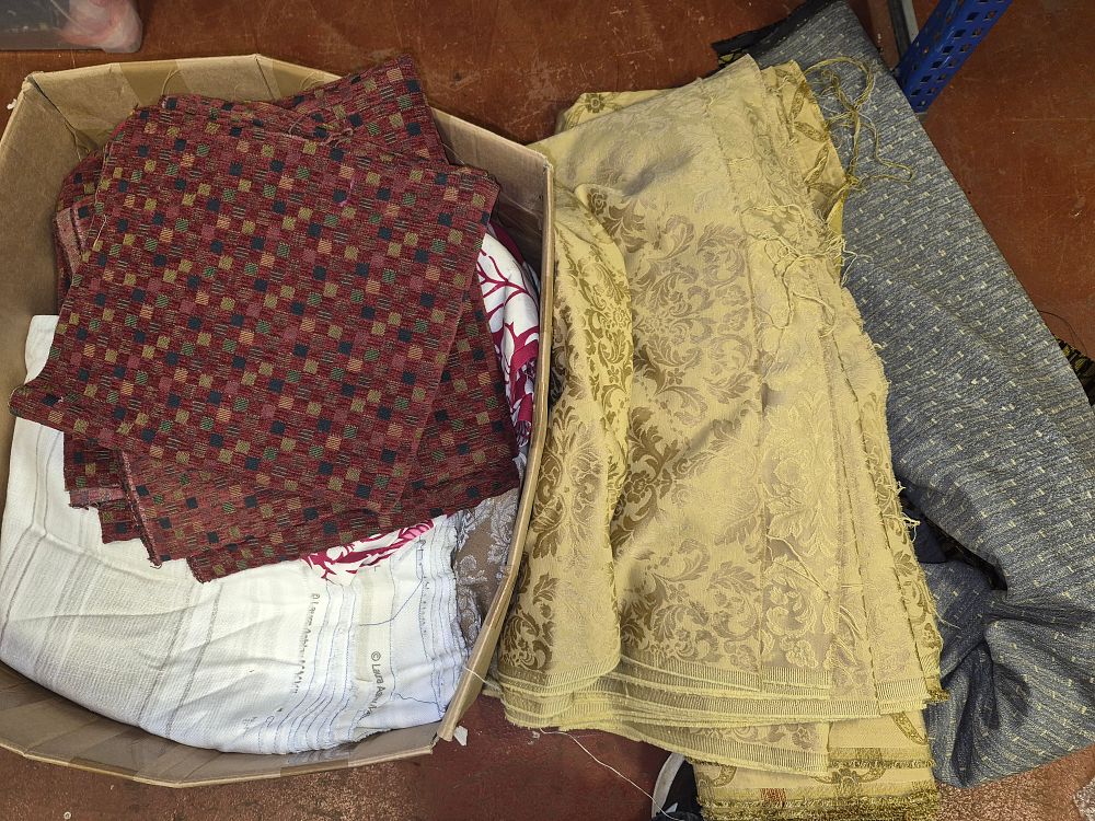 Lot 153 – An Assortment of Textile Remnants and Upholstery Fabric Pieces Including Laura Ashley