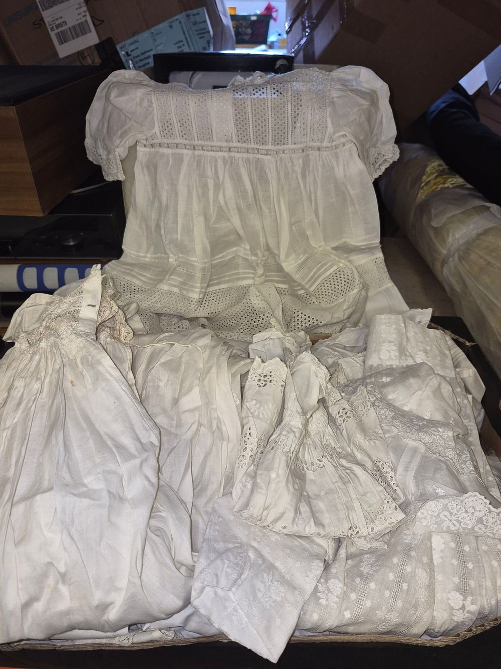 Lot 179 – A Collection of Late Victorian and Edwardian Whitework Cotton Clothing and Christening Gowns