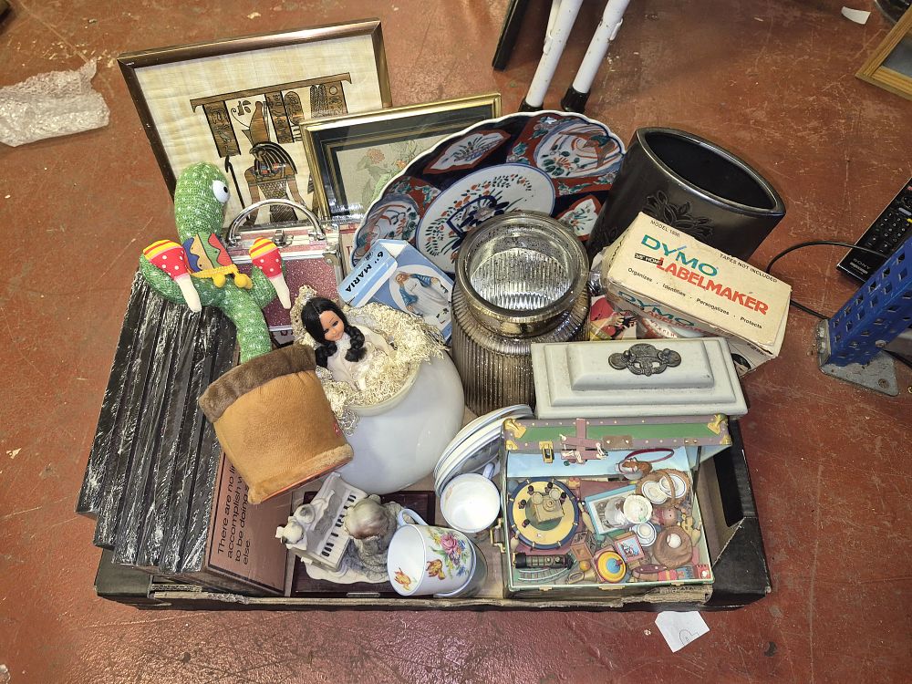 Lot 183 – A Collection of Decorative Items Including Dymo Labelmaker and Armani Figurine