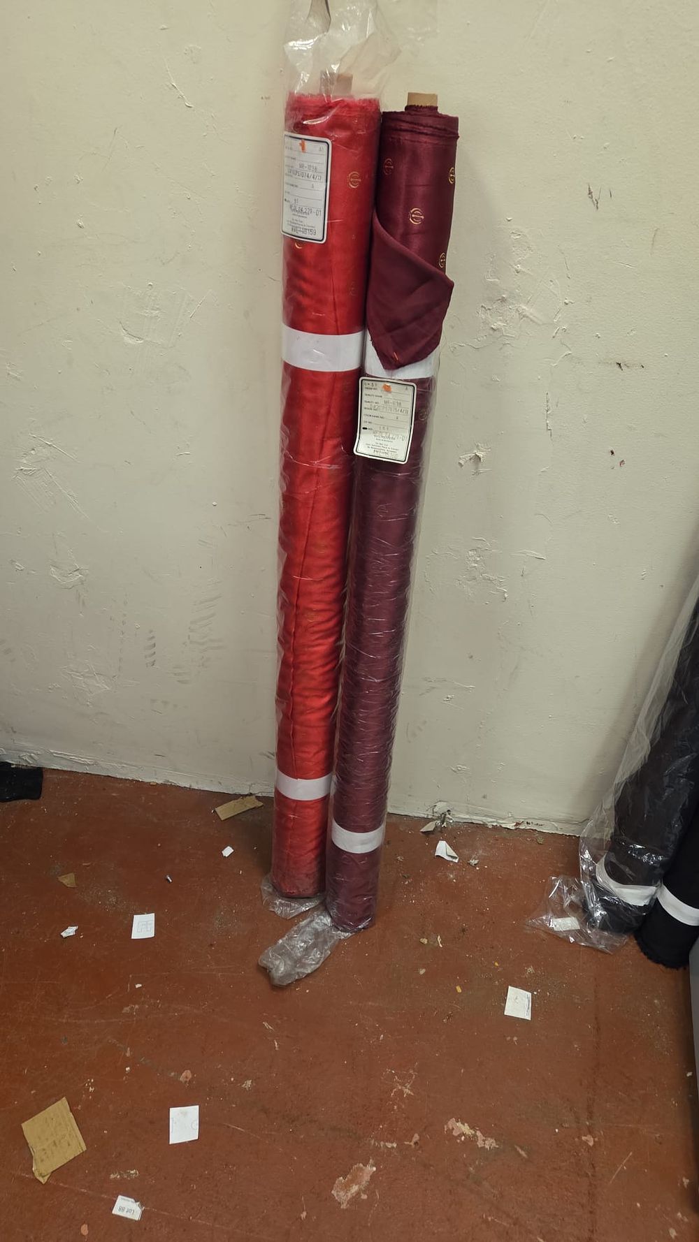 Lot 195 – A Pair of Synthetic Satin Fabric Bolts (colour may differ slightly from image)