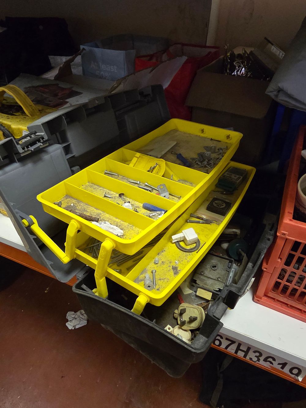 Lot 253 – Cantilever Toolbox and an Assortment of Hardware and Hand Tools