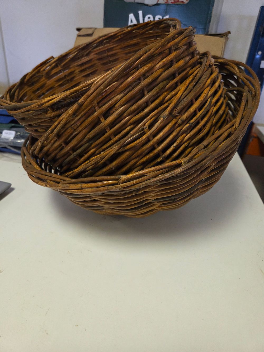 Lot 259 – Six Rustic Wicker Round Hanging Baskets