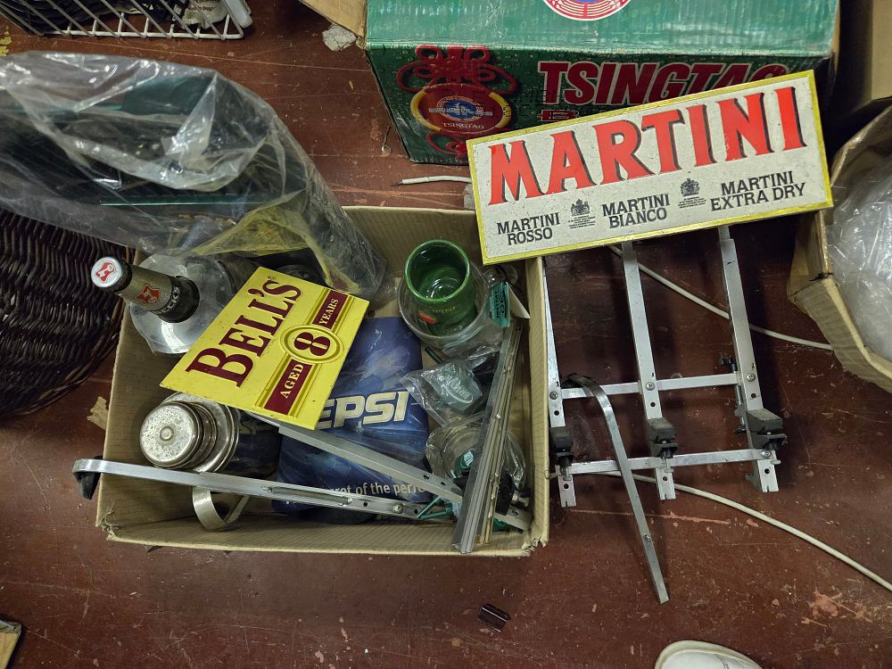 Lot 307 – An Assortment of Vintage Bar Advertising Items and Optic Measures Including Martini and Bell’s