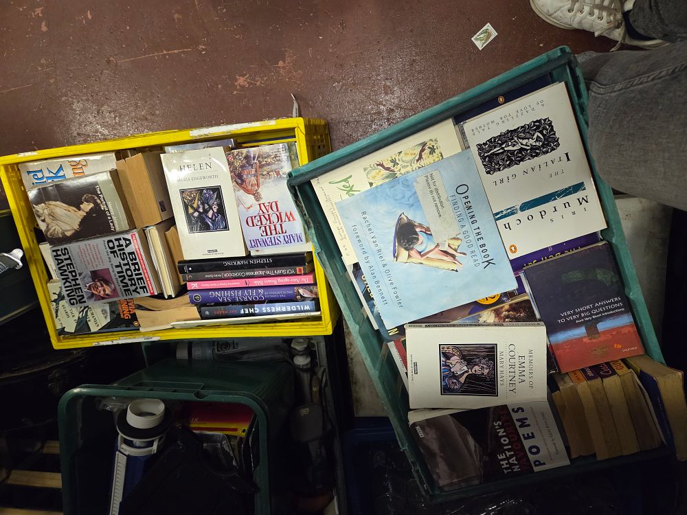 Lot 331 – Two Crate Assortment of Modern Paperback and Hardback Books Including Stephen Hawking