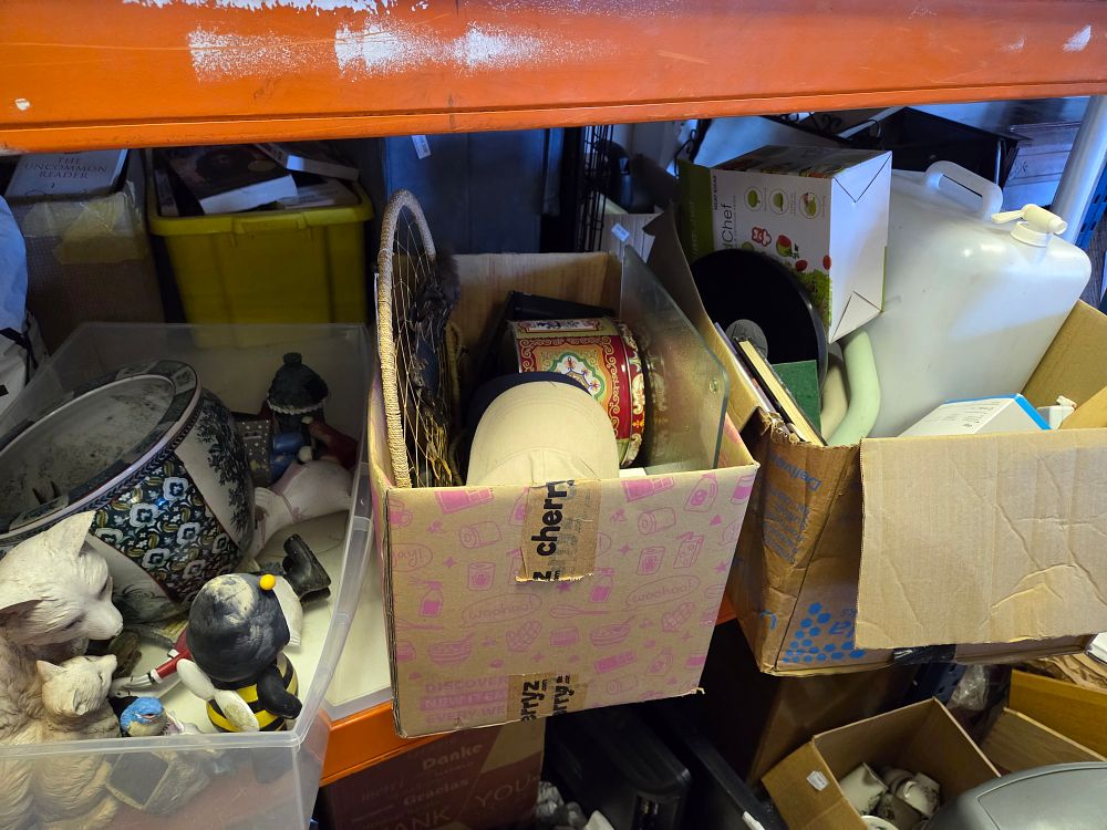Lot 344 – Three Boxes of Household Goods Including Ceramic Planter and Figurines