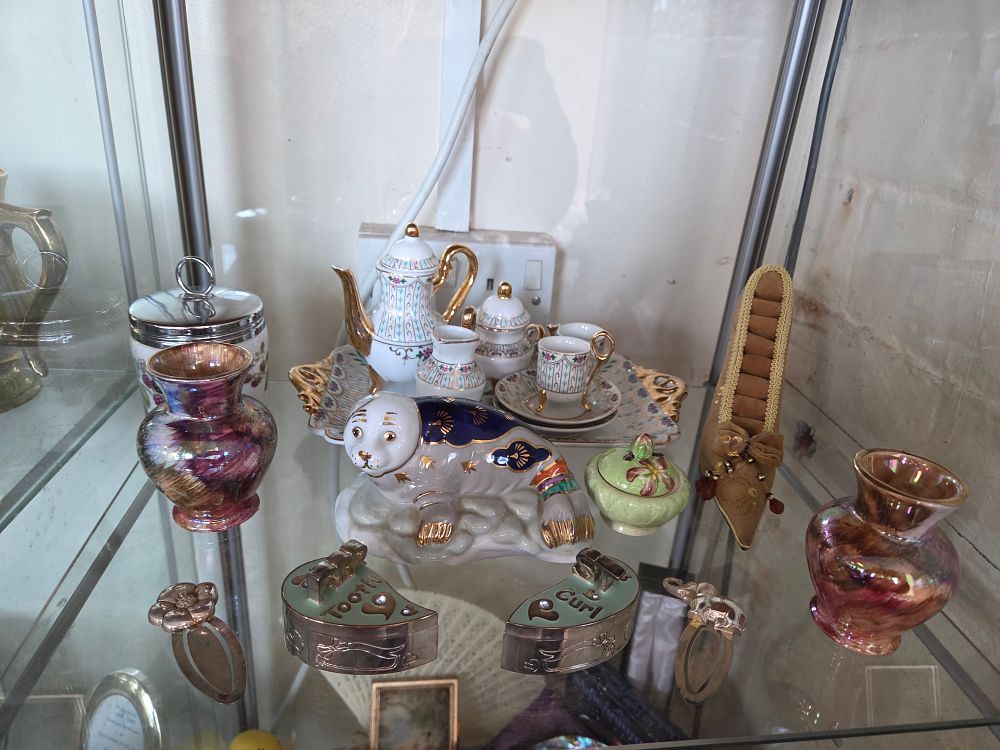 Lot 623 – A Collection of Decorative Miniature Porcelain and Iridescent Glass Ornaments