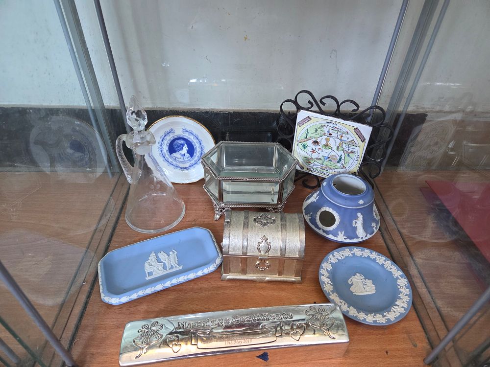 Lot 629 – A Collection of Jasperware Ceramics and Miscellaneous Decorative Metalware including a Margaret Thatcher Commemorative Plate