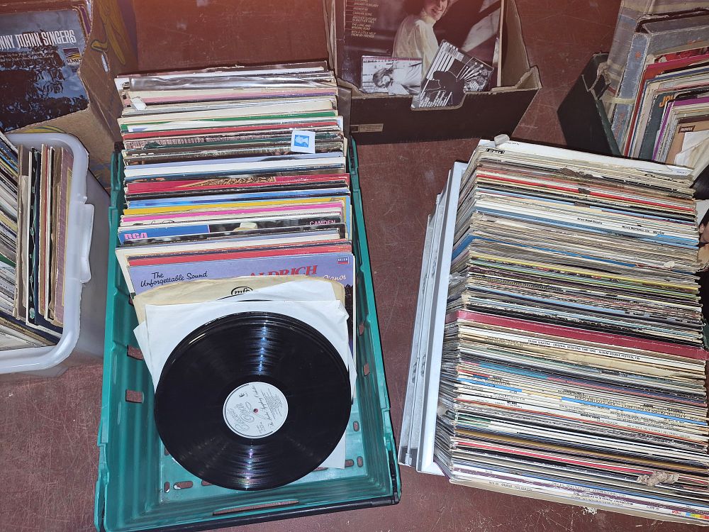 Lot 12 – Two Boxes of Vinyl LP Records Including Frank Sinatra, Ronnie Aldrich, and Choral Recordings