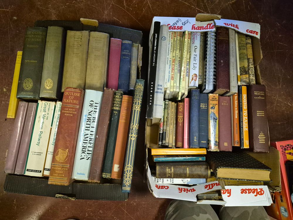 Lot 31 – Two Boxes of Books Including The Handbook of British Birds and The Oxford Companion to Music