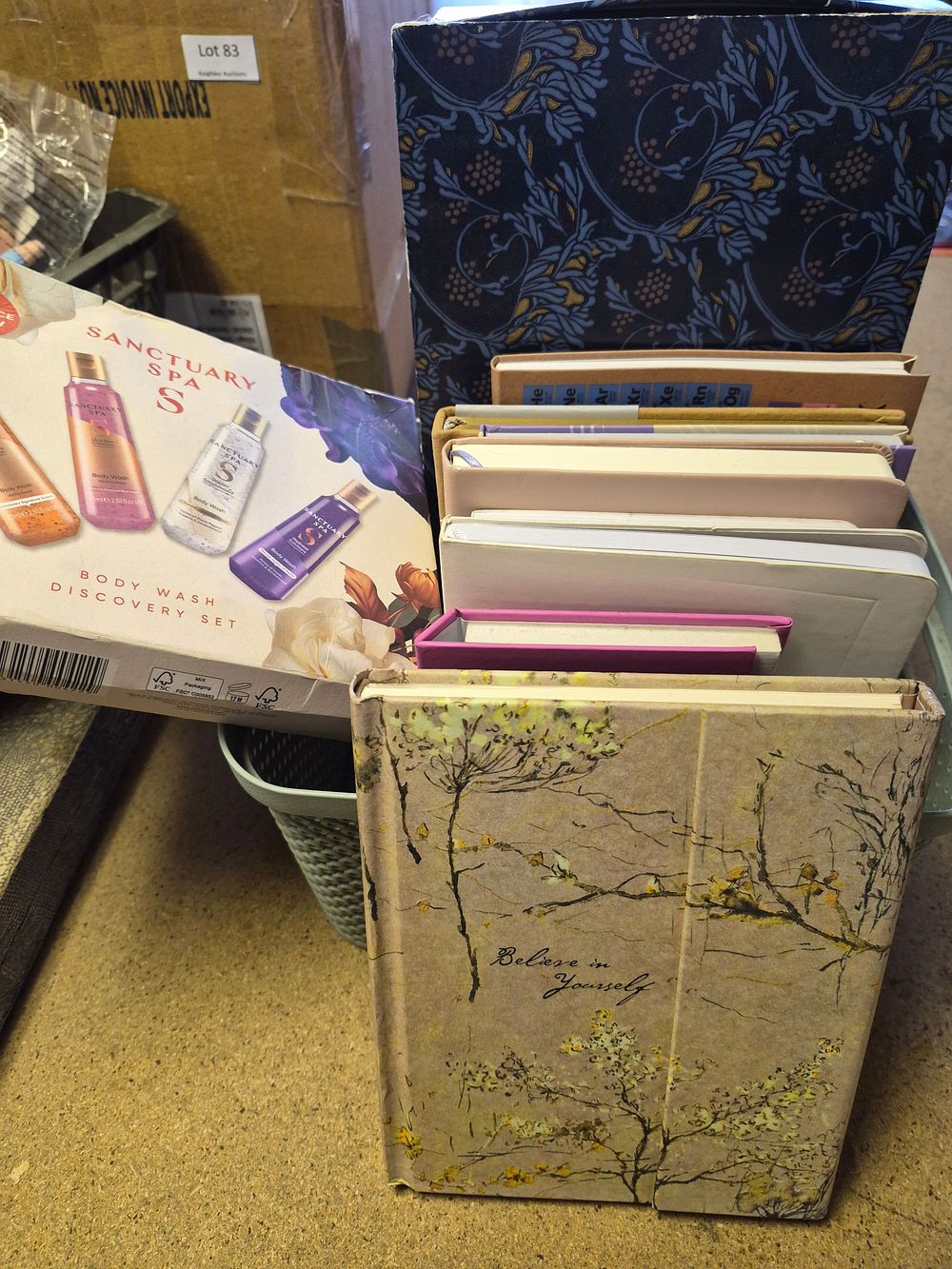 Lot 35 – A Collection of New Stationery and Journals Including Sanctuary Spa Body Wash Discovery Set