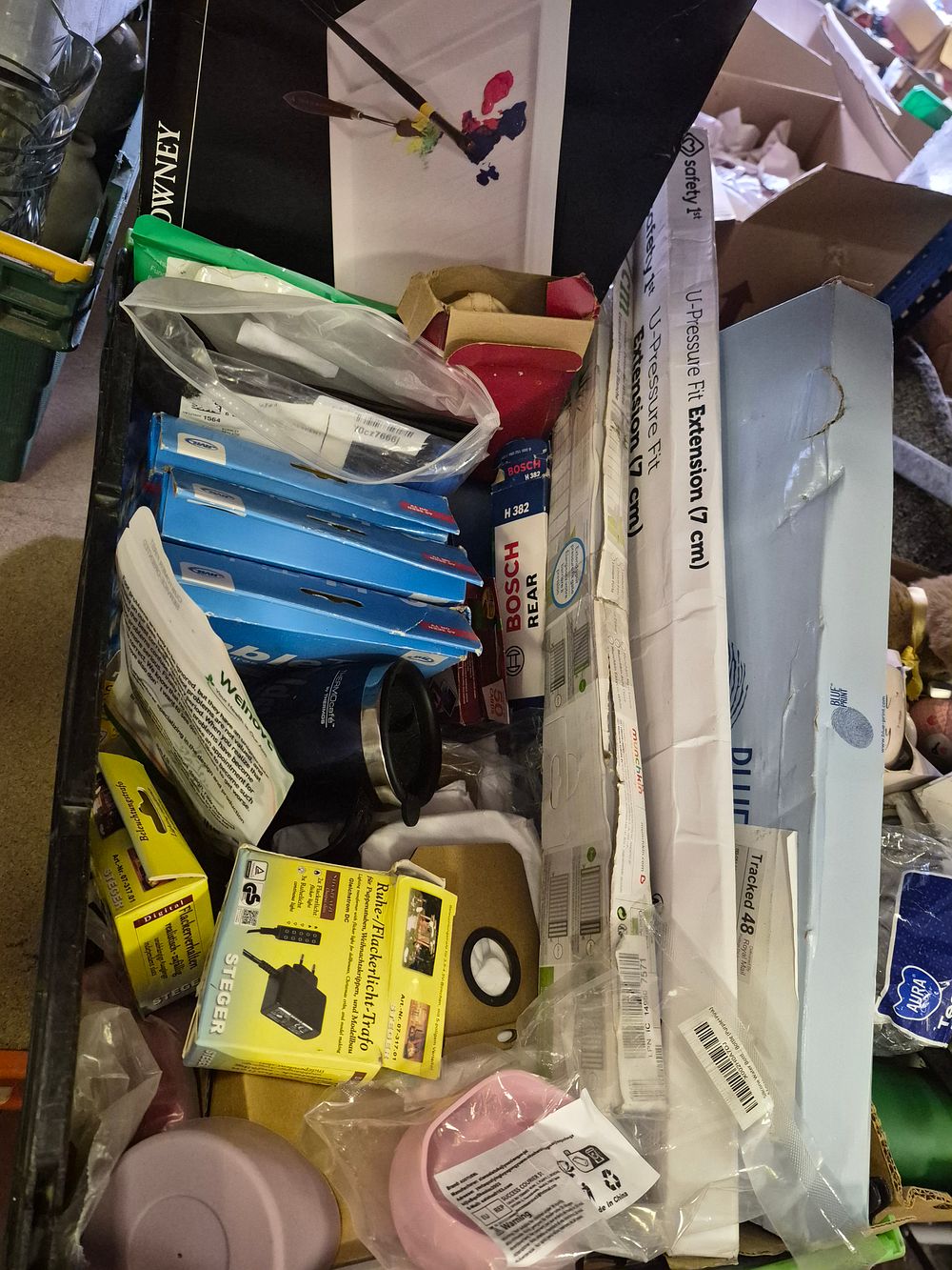 Lot 45 – A Box of Mainly New Items Including Safety 1st Extensions and Steger Transformers
