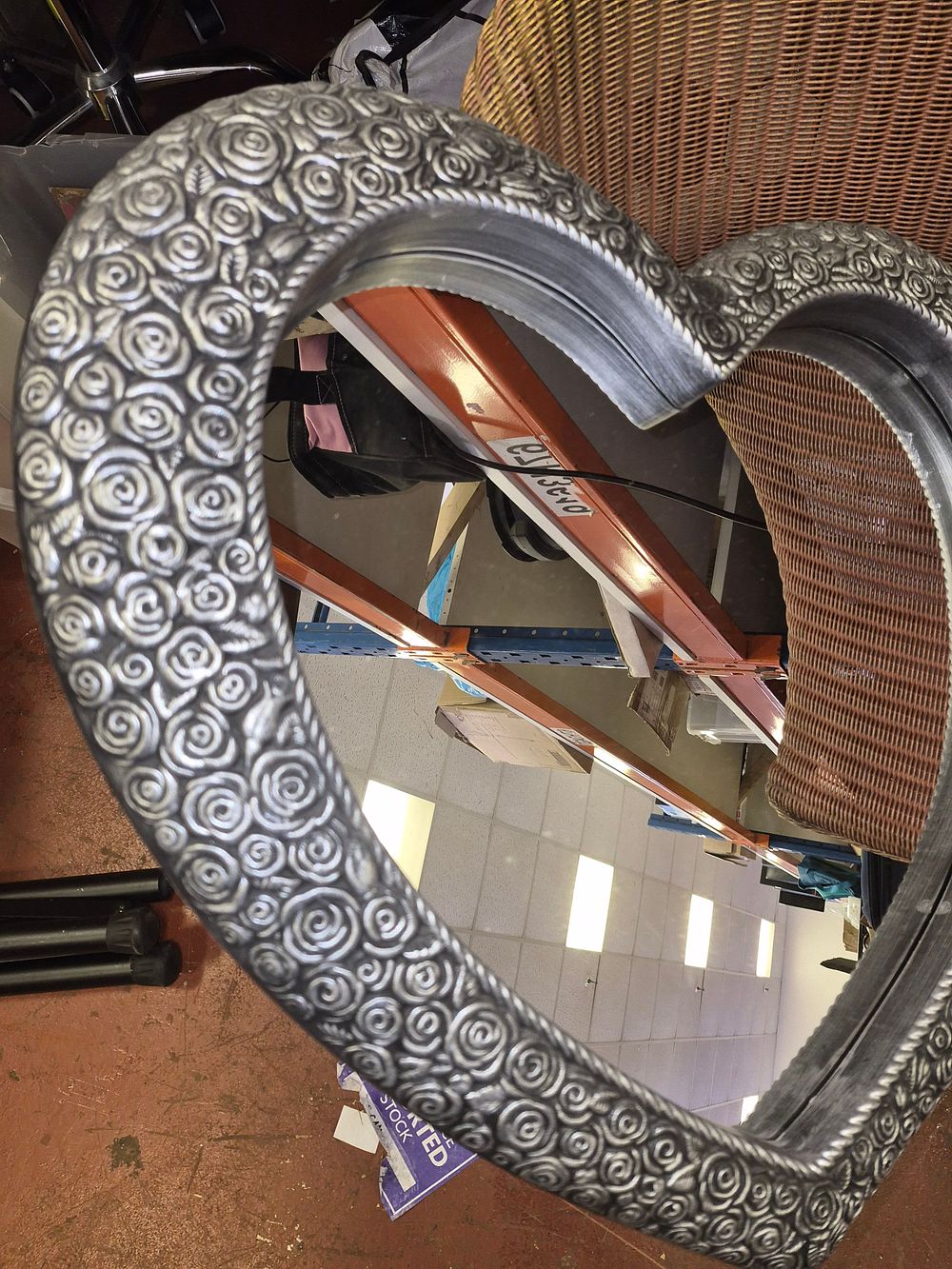 Lot 57 – Heart Shaped Silver Tone Ornate Wall Mirror