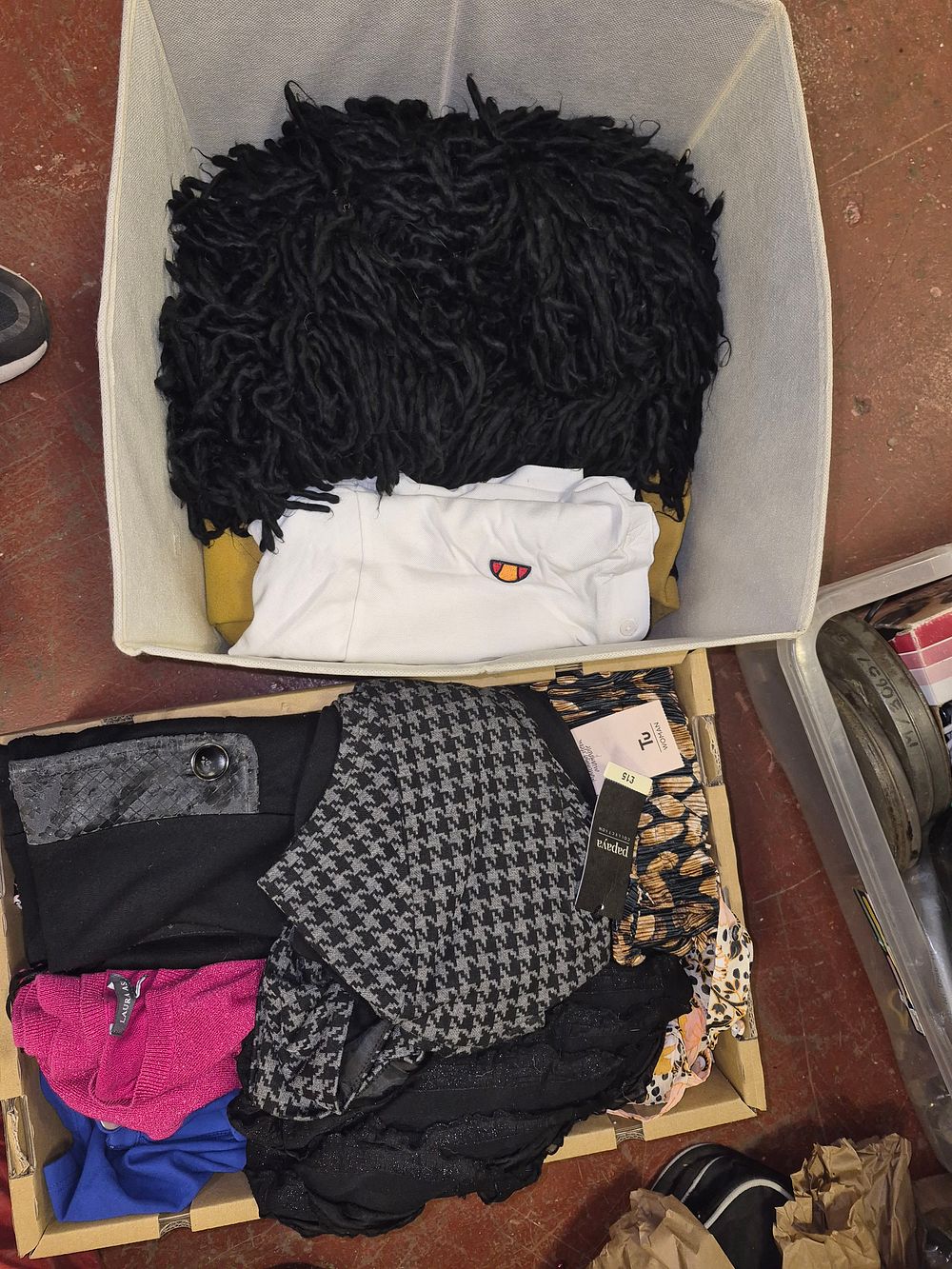 Lot 69 – Two Boxes of Mixed Apparel Including Ellesse, Laura Ashley, Tu Woman, and Papaya some with Tags
