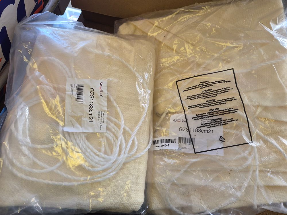 Lot 167 – Two Woltu GZS1188cm21 Shade Sail HDPE Cream new in packaging