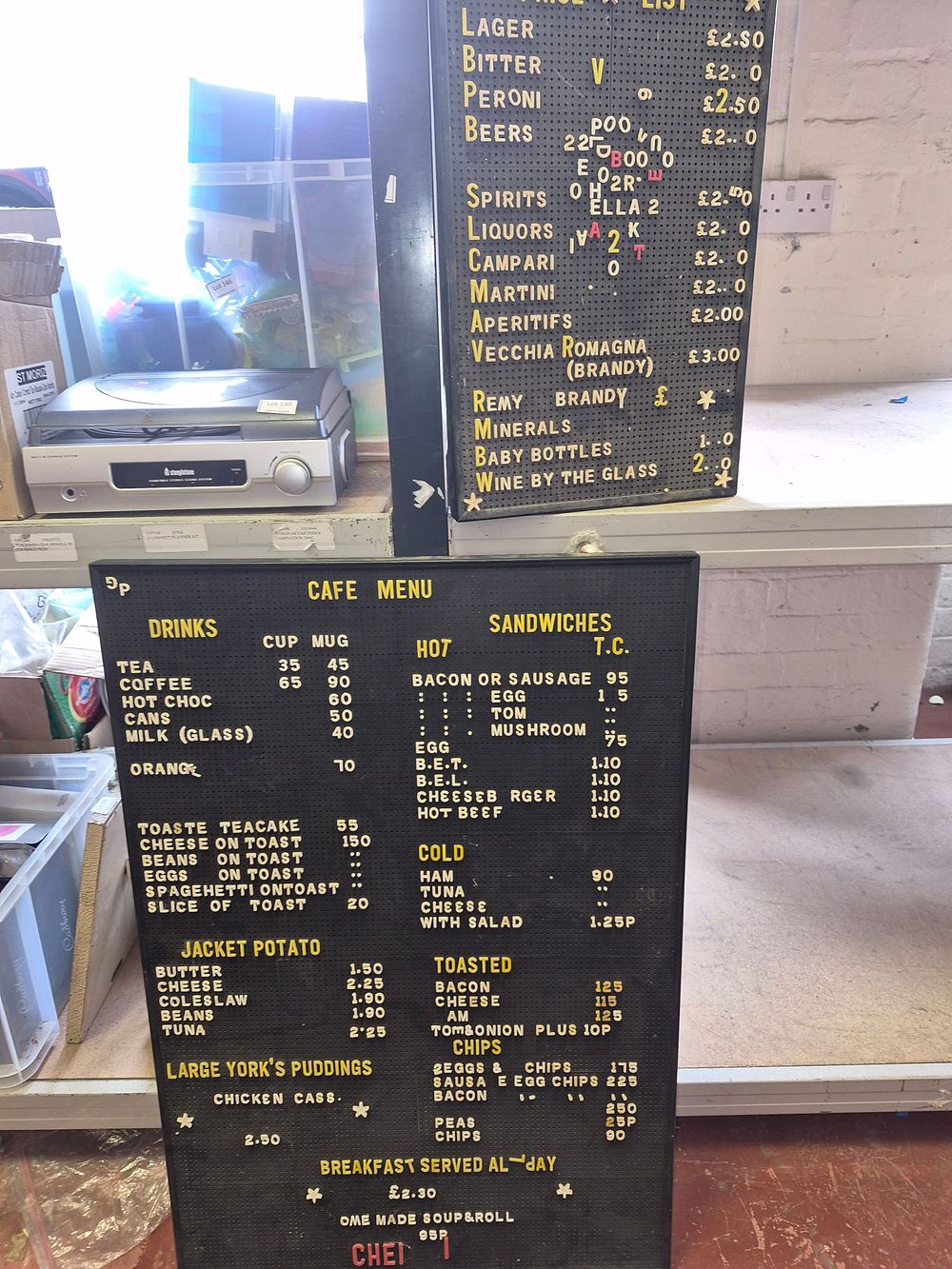Lot 191 – A Pair of Vintage British Café Pegboard Menu Boards
