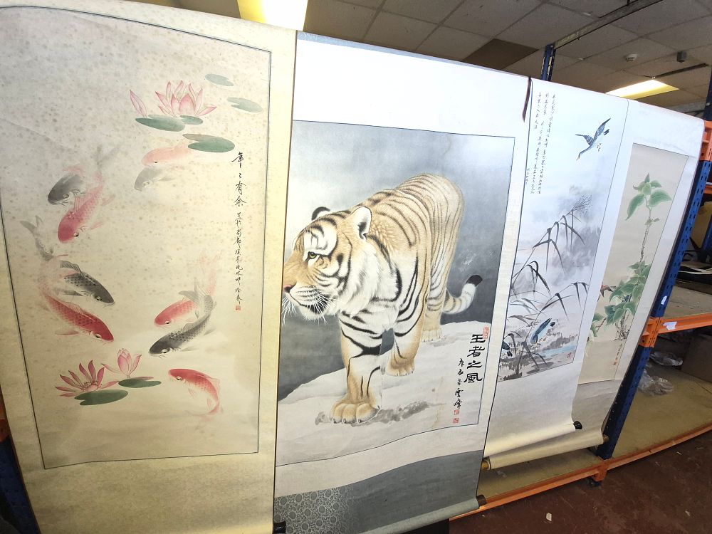 Lot 202 – A Group of Four Chinese Hanging Scrolls ink and colour on paper or silk-blend fabric