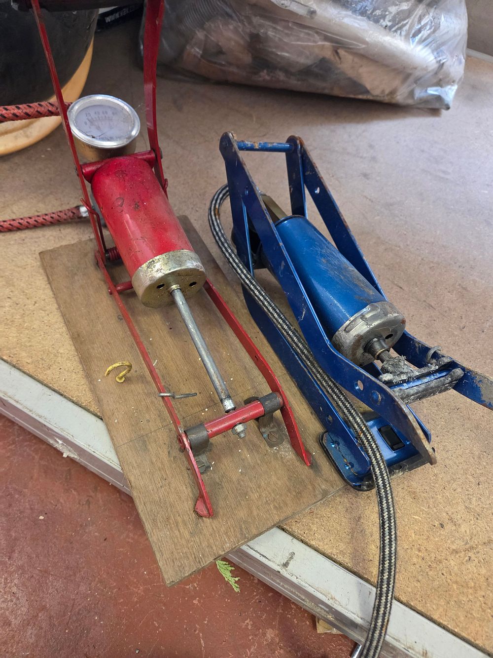 Lot 209 – Two Vintage Single Cylinder Foot Operated Air Pumps