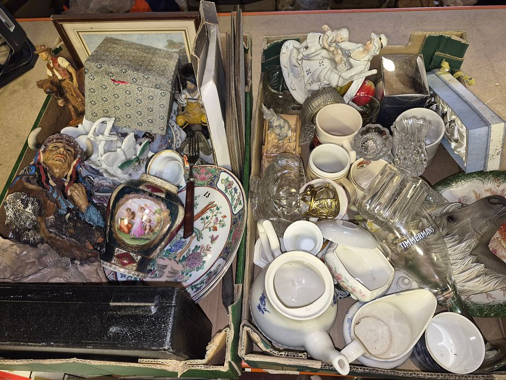 Lot 22 – Two Boxes of Miscellaneous Ceramics, Glassware, and Decorative Objects