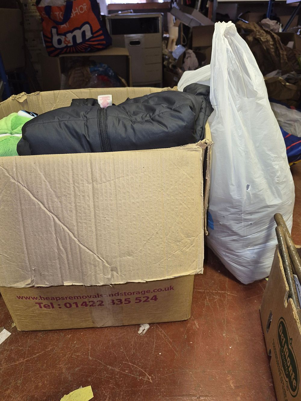 Lot 29 – A Large Box and Bag of Boys Clothing and School Apparel Including Adidas and KHIM sizes 9-14