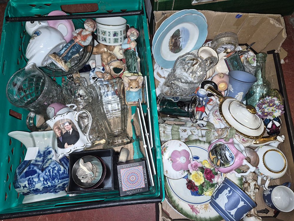 Lot 34 – Two Boxes of Miscellaneous Decorative Ceramics, Glassware, and Small Collectables