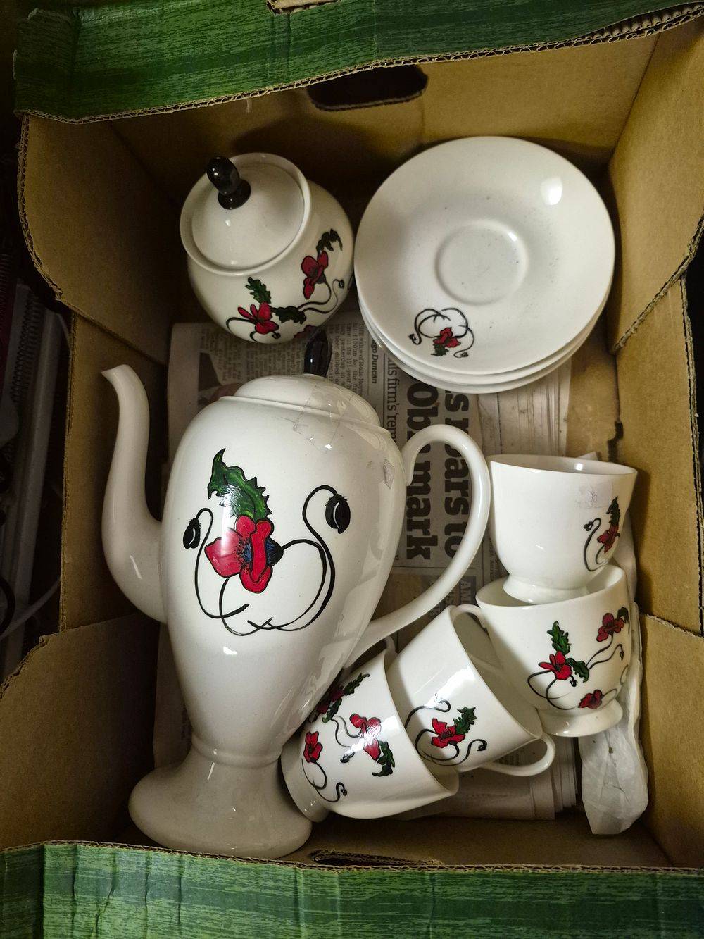 Lot 41 – A Set of Ceramic Tea Service Pieces with Floral Decoration