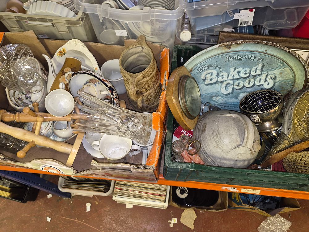 Lot 104 – Two Boxes of Miscellaneous Homewares, Ceramics, and Decorative Items