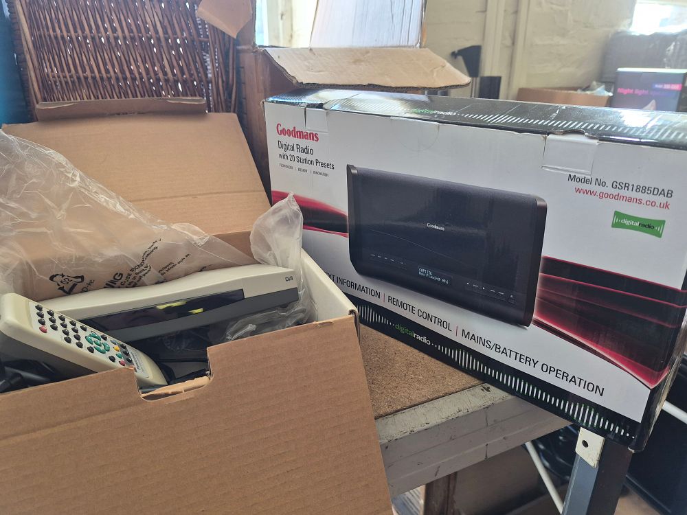 Lot 10 – Two boxed Home Electronics Including Goodmans GSR1885DAB Digital Radio and Panasonic DVB Receiver