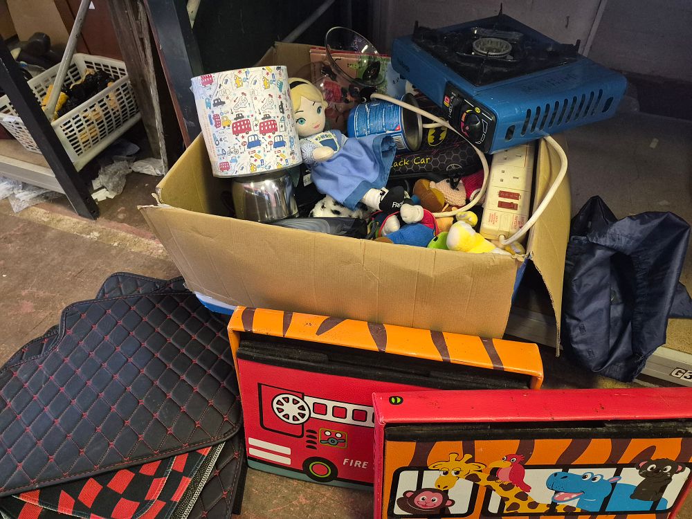 Lot 42 – An Assortment of Household Goods, Toys, and Halfords Camping Stove