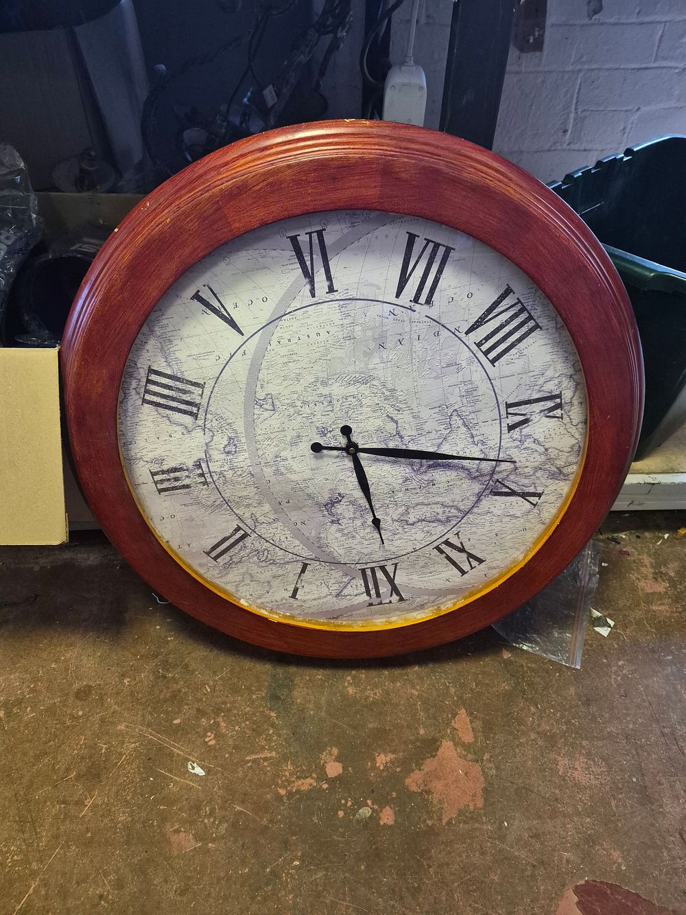 Lot 45 – Large Map Dial Circular Wall Clock