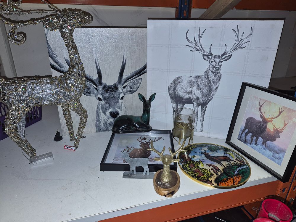 Lot 206 – An Assortment of Decorative Deer and Stag Motif Homewares and Wall Art