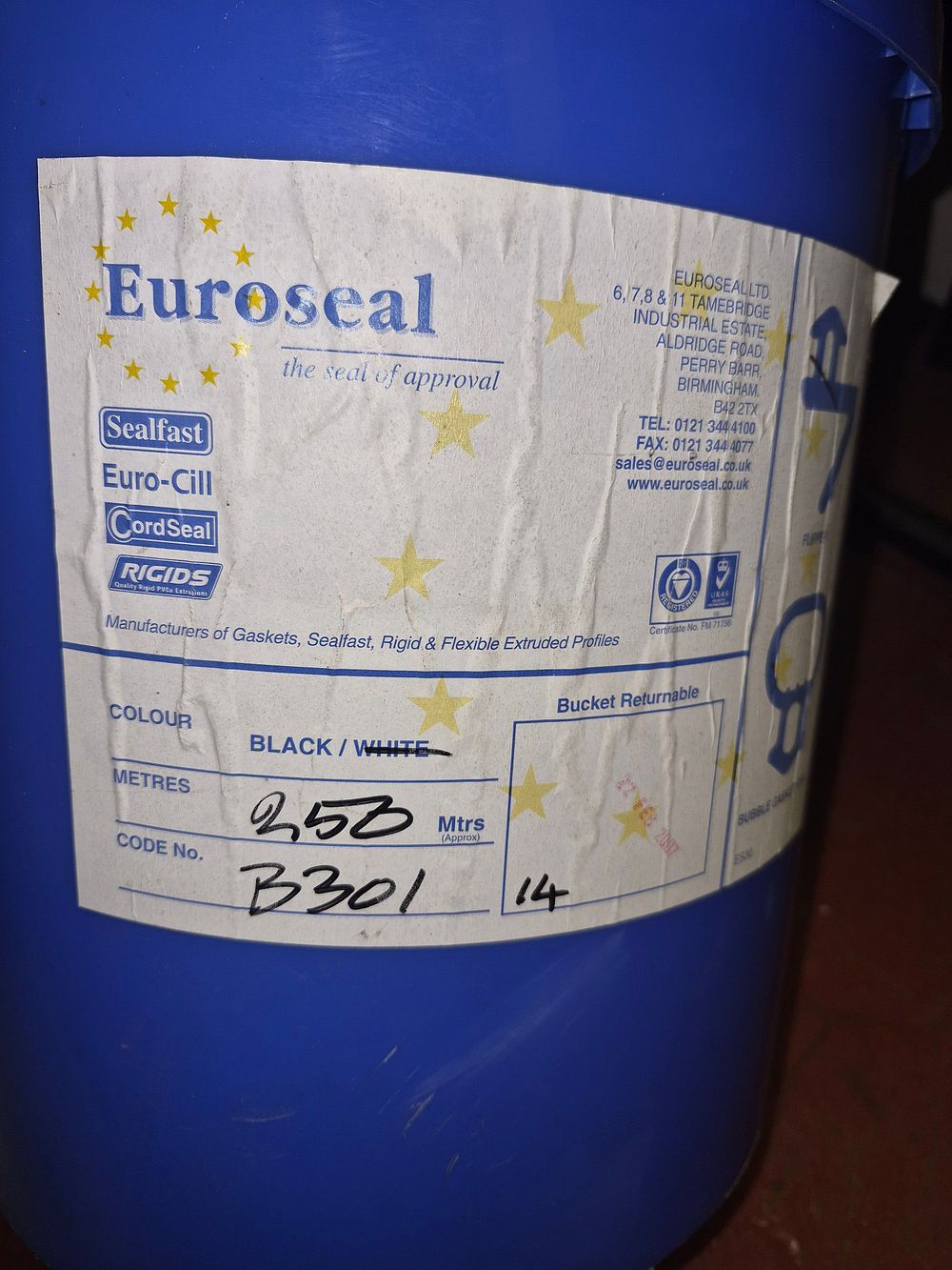 Lot 214 – Euroseal Ltd B301 Extruded Gasket Material