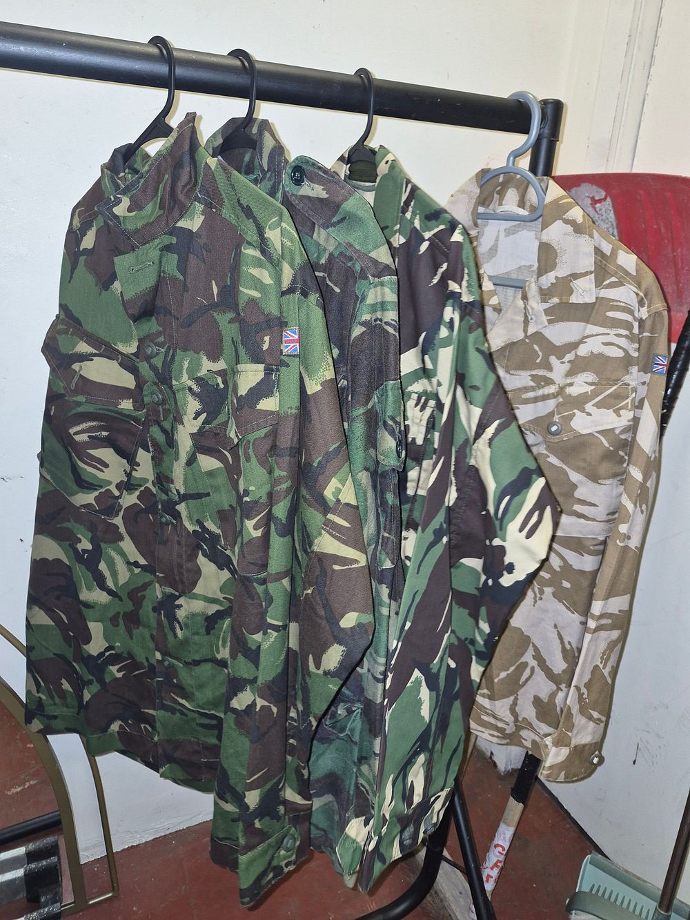 Lot 223 – Four British Army Soldier 95 DPM Combat Jackets and Shirts various sizes
