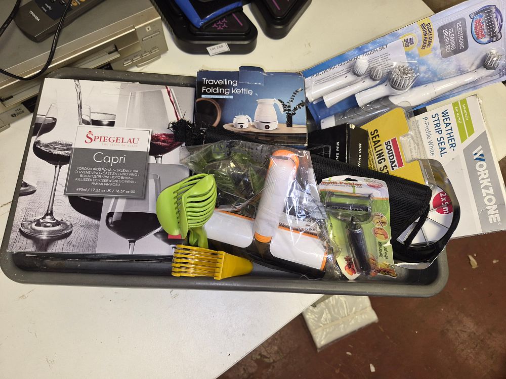 Lot 269 – An Assortment of mainly new Household Goods and Kitchenware Including Spiegelau, Workzone, and Soudal