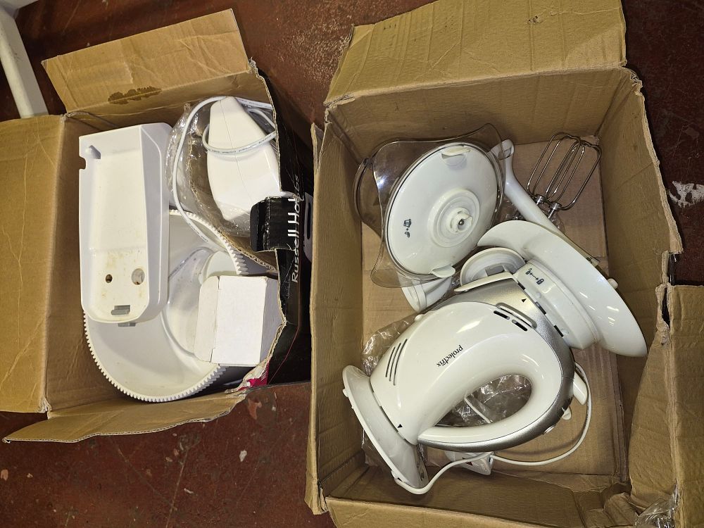 Lot 280 – Two Boxed Kitchen Appliances Including Russell Hobbs Power Mixer with Stand and Prolectrix Hand Mixer and Blender Set