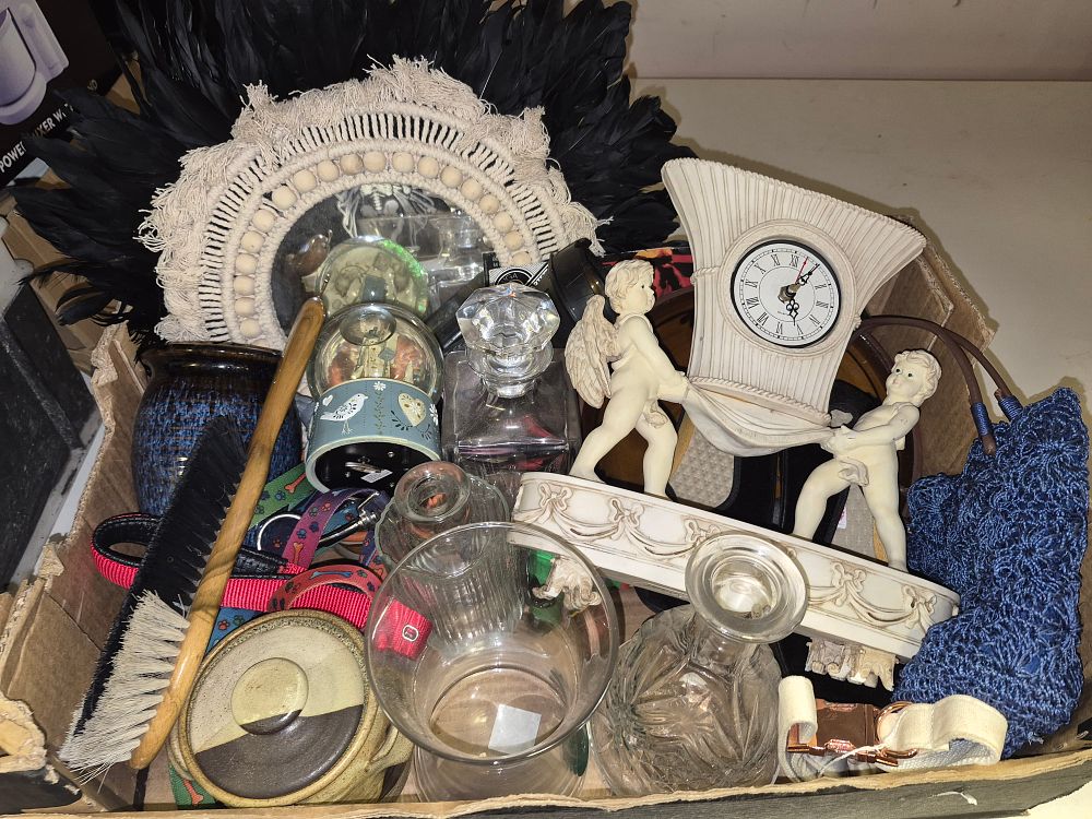 Lot 281 – A Collection of Decorative Objects Including Cherub Mantel Clock