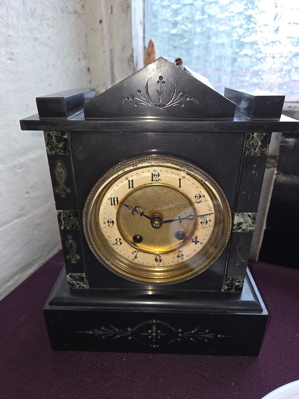 Lot 623 – Victorian Belgian Black Slate and Marble Mantel Clock