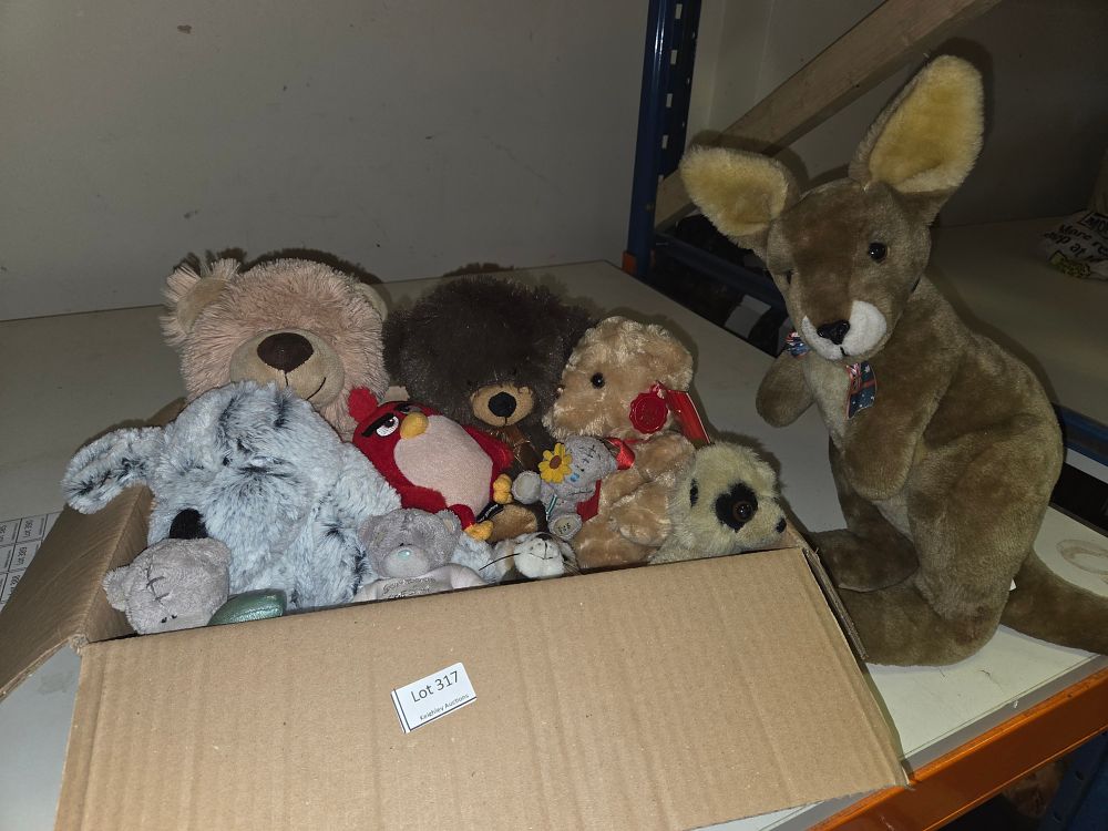 Lot 317 – Box of Mixed Plush Soft Toys Including Me to You Tatty Teddy and Large Kangaroo