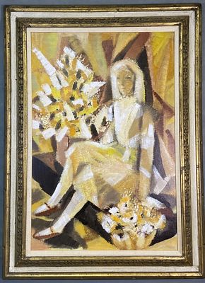 Abstract Cubist Oil Painting Portrait of a Girl Original oil painting in a Cubist abstract 