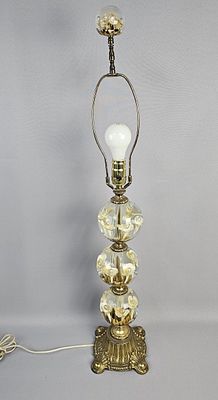 Maude and Bob St Clair Paperweight Art Glass Lamp Lamp measures 34 inches tall. 
A St. Clair 