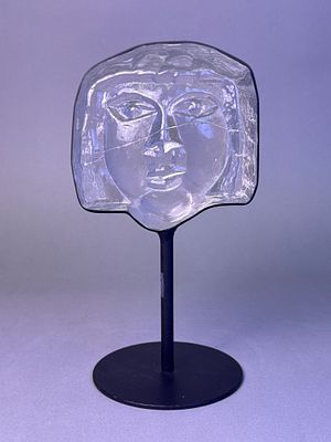 Erik Hoglund for Kosta Boda Art Glass Face Sculpture. An art glass face sculpture by Erik 