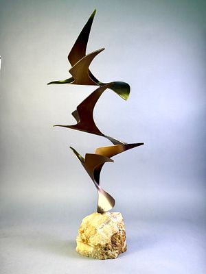 Mid-Century Modern Three Birds Sculpture. A Mid-Century Modern sculpture attributed featuring 