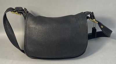 A Vintage Coach Patricia's Legacy Black Leather Saddle Bag, Style 9951. A Vintage Coach 