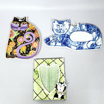 Three Cat-Themed Decorative Items, including a Royal Doulton Feline Fantasy Plate by Laurel Burch. 