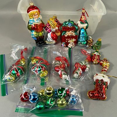 A Collection of Christopher Radko and Assorted Hand-Painted Blown Glass Christmas Ornaments. This 
